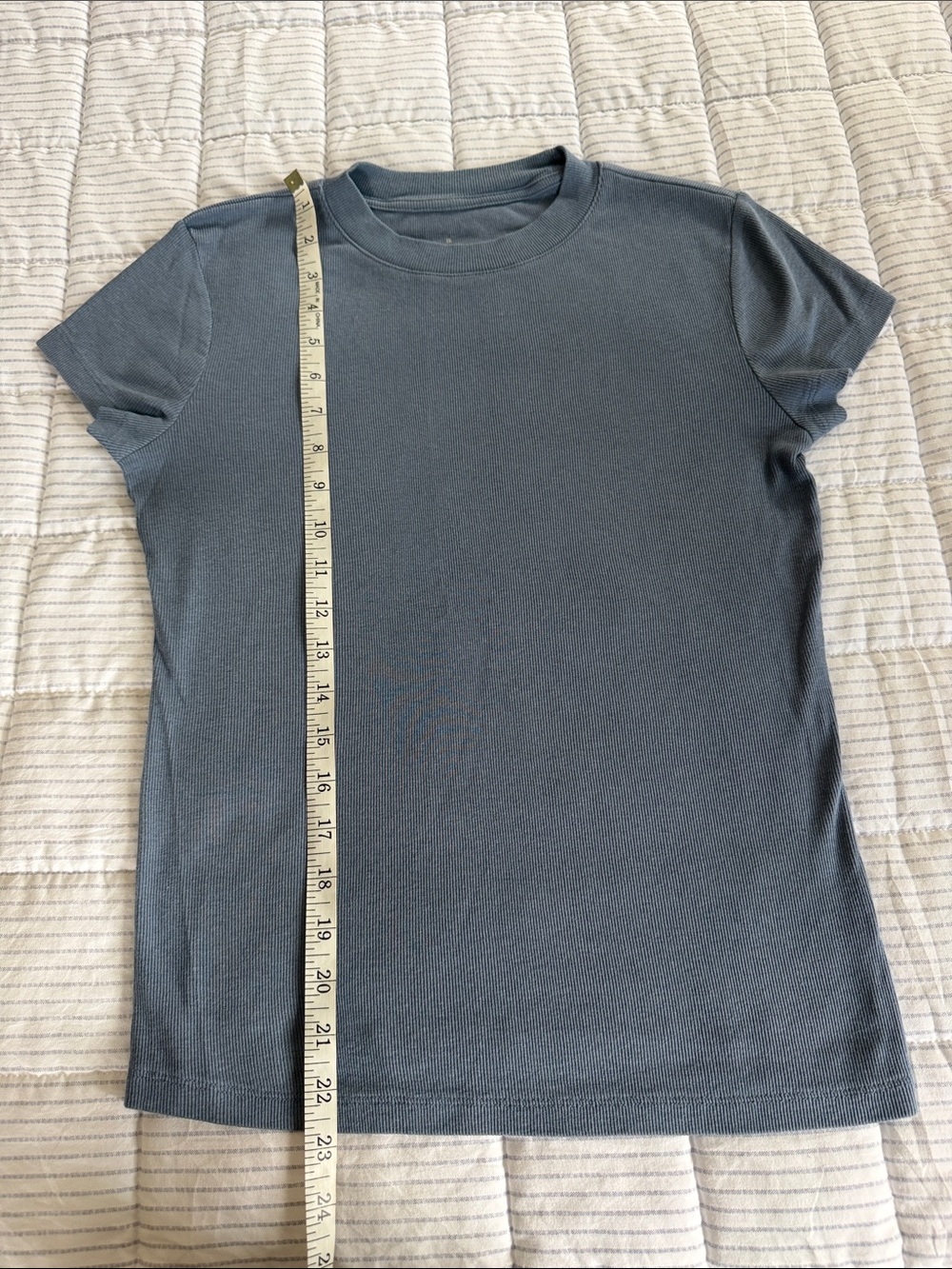 🪁 a new day dusty blue short sleeve ribbed tee. Size S. - Picture 6 of 8